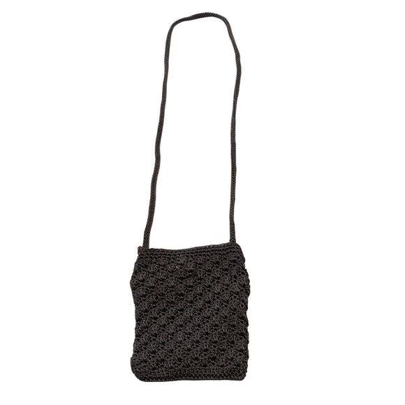 The Sak Pewter Gray Metallic Crochet Crossbody Small Shoulder Bag Boho Purse - Picture 2 of 9